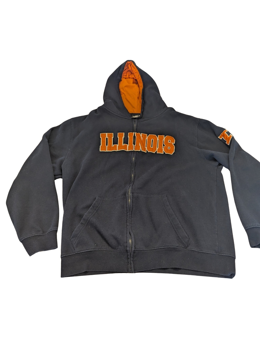 GUC Colosseum Illinois Illini u of I Adult XXL embroidered zip hoodie blue